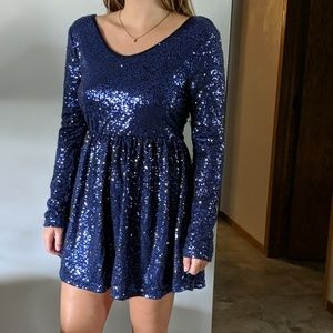 Blue cobalt sequin dress party nye